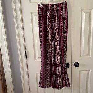 Stylish Pink Patterned Women's bell bottoms